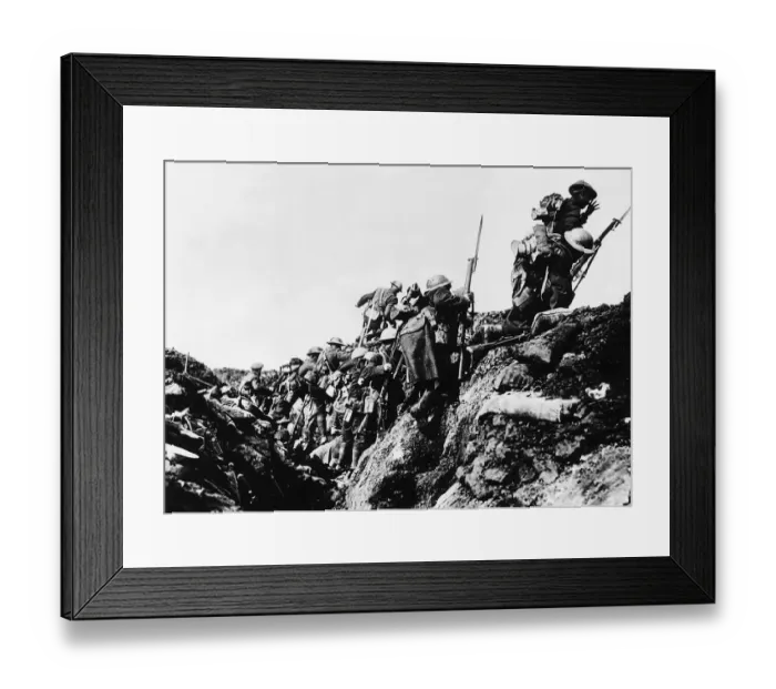 Framed Print : Canadian soldiers in France go over the top to begin another attack 1917 World War One Framed Print : Canadian soldiers in France go over the top to begin another attack 1917 World War One