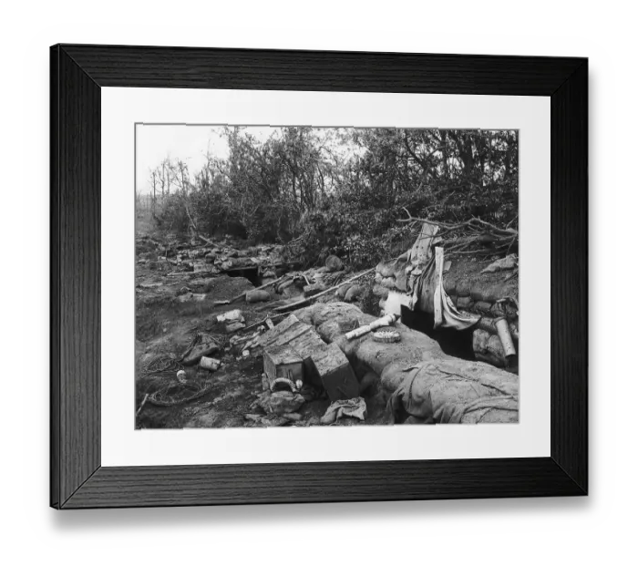 Framed Print : Trench abandoned by the 14th Canadian Regiment as they advanced through France in World
