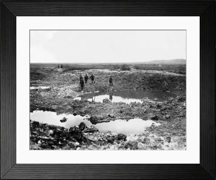 Framed Print : Miniature lake in crater formed by mine explosion 1916 Battle of the Somme Framed Print : Miniature lake in crater formed by mine explosion 1916 Battle of the Somme