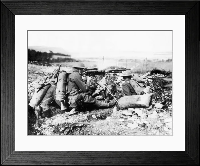 Framed Print : World War One American machine gunners in France February 1918