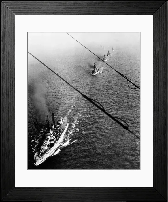Framed Print : The German High Seas Fleet being escorted to Scapa Flow by a US battleship after Framed Print : The German High Seas Fleet being escorted to Scapa Flow by a US battleship after