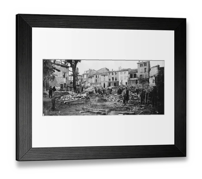 Framed Print : World War One - Verdun France ruined by artillery fire 1916