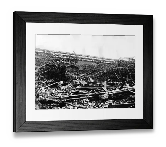 Framed Print : Twisted girders are all that remain of this Renault factory in France after a WW2
