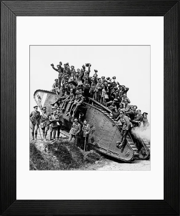 Framed Print : Members of the 5th Canadian Mounted Rifles pose for the camera on returning from Framed Print : Members of the 5th Canadian Mounted Rifles pose for the camera on returning from