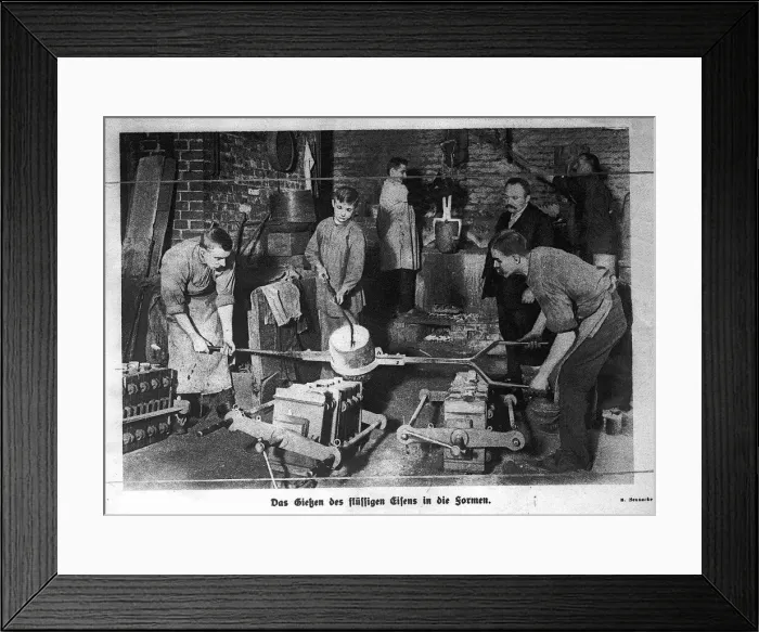 Framed Print : World War One Making Iron Cross medals October 1914 in Germany in The Foundry Framed Print : World War One Making Iron Cross medals October 1914 in Germany in The Foundry