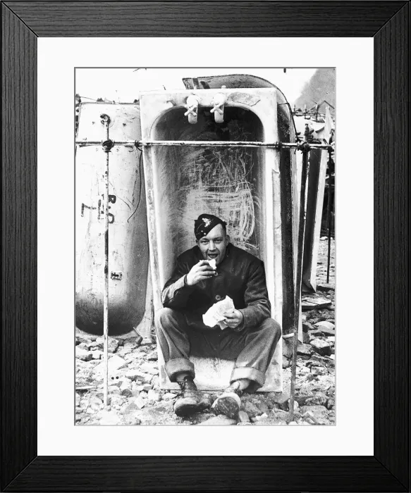 Framed Print : Soldiers WW2 sheltering in a bath in Hyde Park circa 1940 Framed Print : Soldiers WW2 sheltering in a bath in Hyde Park circa 1940