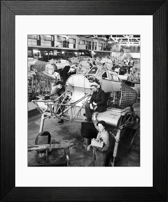 Framed Print : Women work on the production line of Hawker Hurricane aircraft during WW2 Framed Print : Women work on the production line of Hawker Hurricane aircraft during WW2