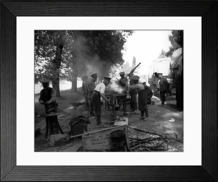 Framed Print : Army Service Corps working in France Working Forge Oct 1914 during World War One