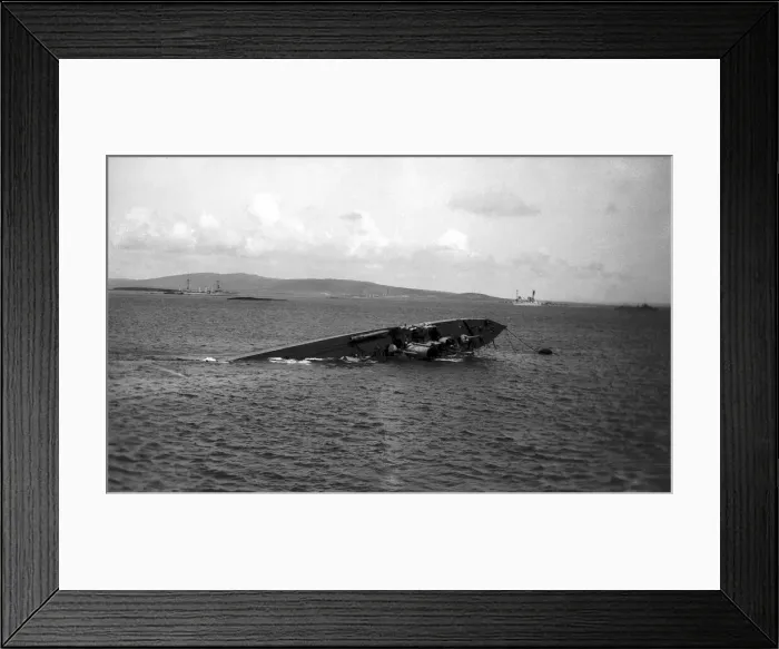 Framed Print : German High Sea fleet scuttled at Scapa Flow off Scotland in June 1919