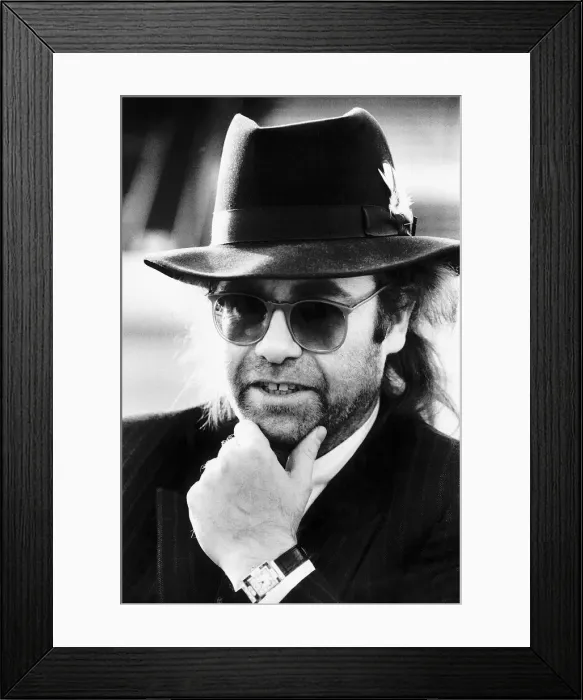 Framed Print : Elton John the singer and Watford FC Chairman. 12th December 1985