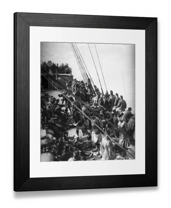 Framed Print : British troopship on the way to France, August 1914. Members of the British Framed Print : British troopship on the way to France, August 1914. Members of the British