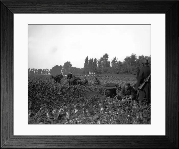 Framed Print : Machine gunners in action during the Battle of Audegen duirng World War One