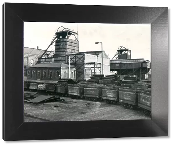 The twin shafts of Morrison Busty Colliery, Annfield Plain in February 1971