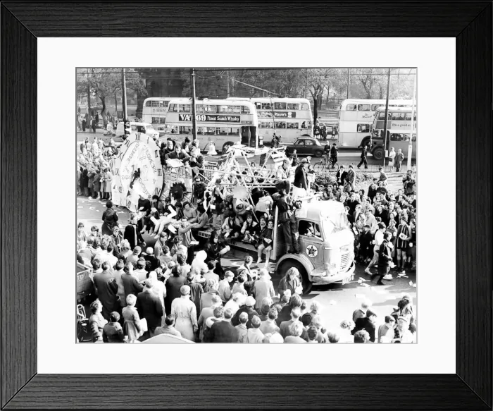 Framed Print : Engineering students show off their winning float during rag week in 1961 Framed Print : Engineering students show off their winning float during rag week in 1961