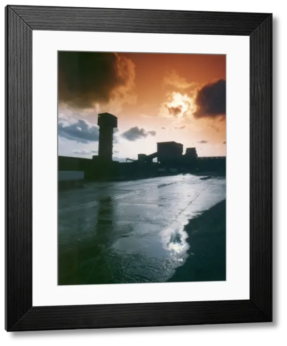 Framed Print : Westoe Colliery silhouetted against the sky, October 1992