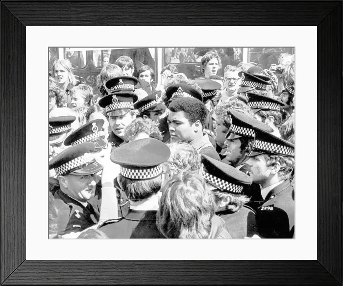 Framed Print : Muhammad Ali during his visit to Newcastle during July 1977 Framed Print : Muhammad Ali during his visit to Newcastle during July 1977
