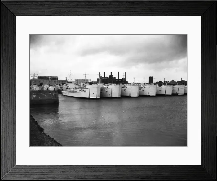 Framed Print : Suez Crisis 1956 British landing craft are assembled in readiness for possible Framed Print : Suez Crisis 1956 British landing craft are assembled in readiness for possible