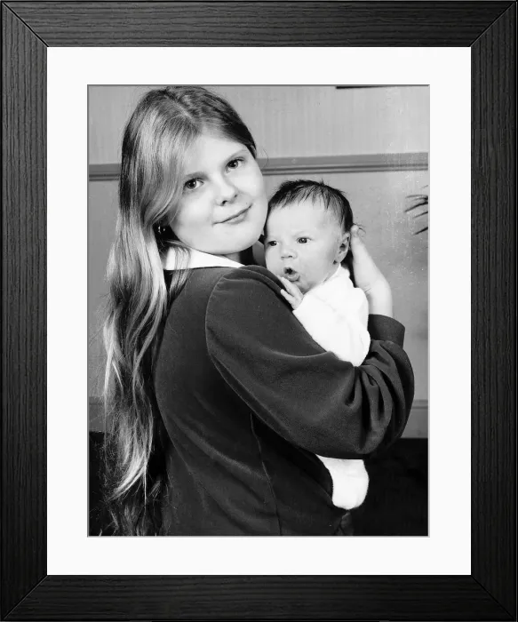 Framed Print : Louise Brown the Worlds first test tube baby holding Matthew Shepherd the 1000th Framed Print : Louise Brown the Worlds first test tube baby holding Matthew Shepherd the 1000th