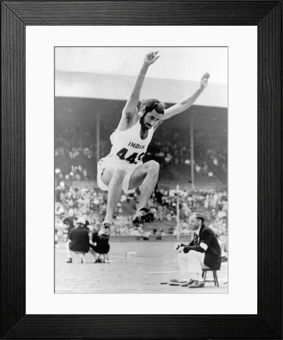 Framed Print : 1948 London Olympic Games Balbir Singh competes in the Long Jump