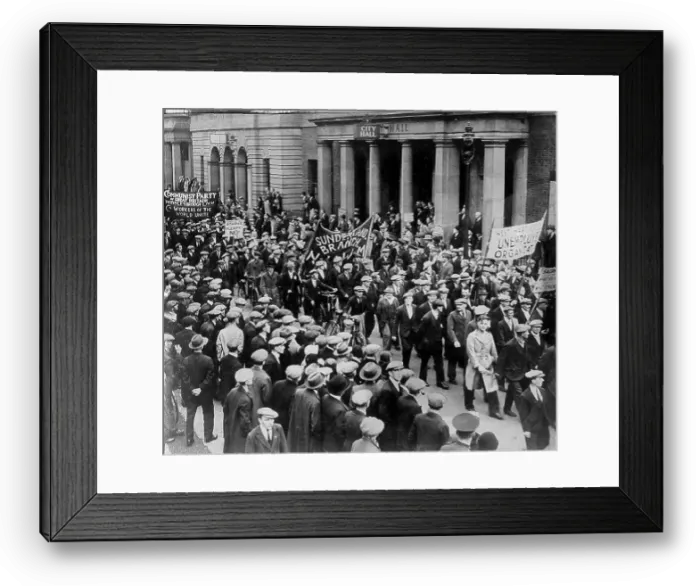 Framed Print : A Communist march past the City Hall, Newcastle. c. 1926 Framed Print : A Communist march past the City Hall, Newcastle. c. 1926