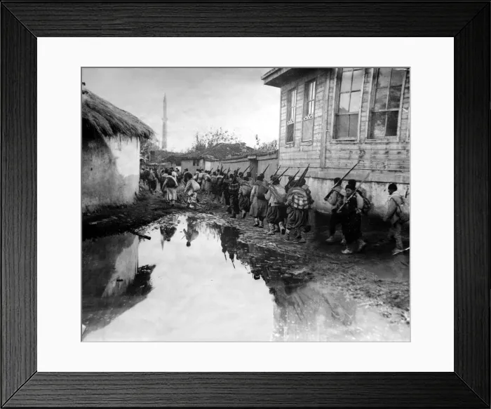 Framed Print : Balkans War November 1912 Bulgarian soldiers marching through Moustafa Pasha Framed Print : Balkans War November 1912 Bulgarian soldiers marching through Moustafa Pasha