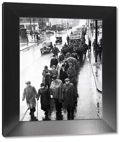The Jarrow March. The marchers left Jarrow on 5th October 1936