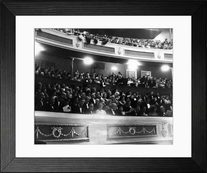 Framed Print : Cardiff - Old - New Theatre - A packed audience including distinguished guests Framed Print : Cardiff - Old - New Theatre - A packed audience including distinguished guests