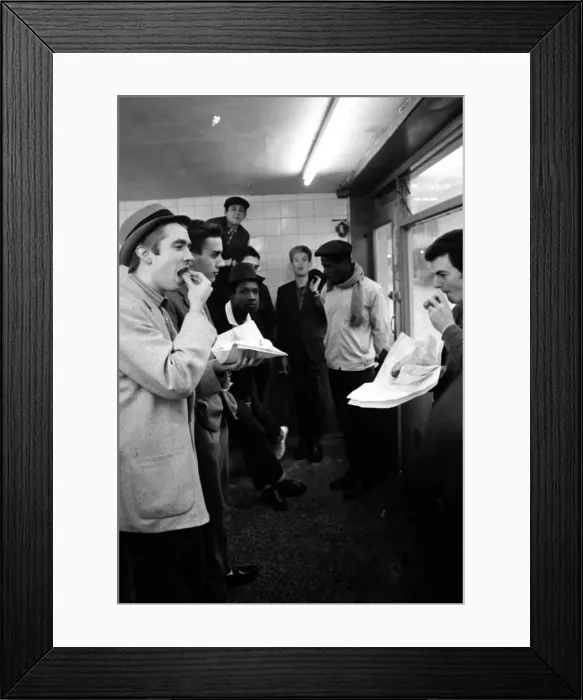 Framed Print : The Specials pop group in chip shop called The Parsons Nose Framed Print : The Specials pop group in chip shop called The Parsons Nose