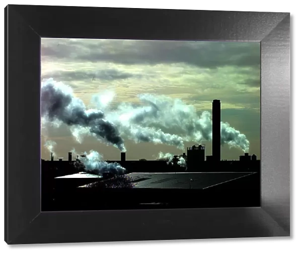 Industrial pollution. The skyline of Nechells, Birmingham