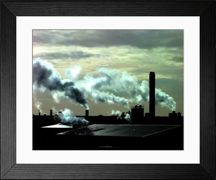 Framed Print : Industrial pollution. The skyline of Nechells, Birmingham Framed Print : Industrial pollution. The skyline of Nechells, Birmingham