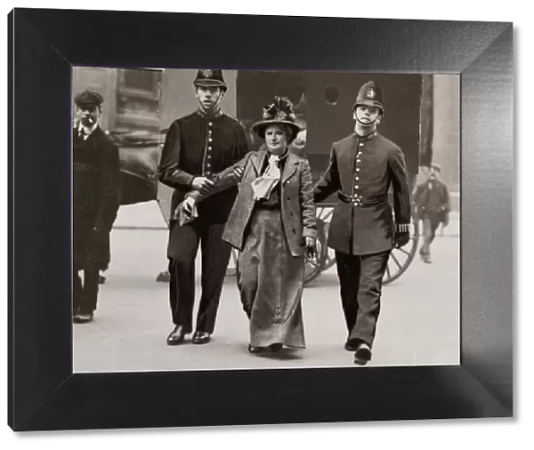 Suffragettes Under Arrest May 1908 Miss N G Bacon - one of six Suffragettes being