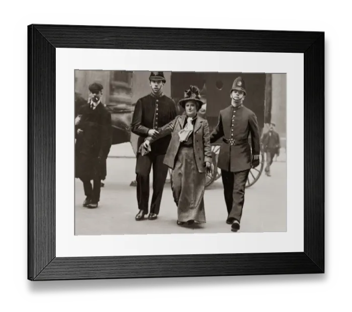 Framed Print : Suffragettes Under Arrest May 1908 Miss N G Bacon - one of six Suffragettes being