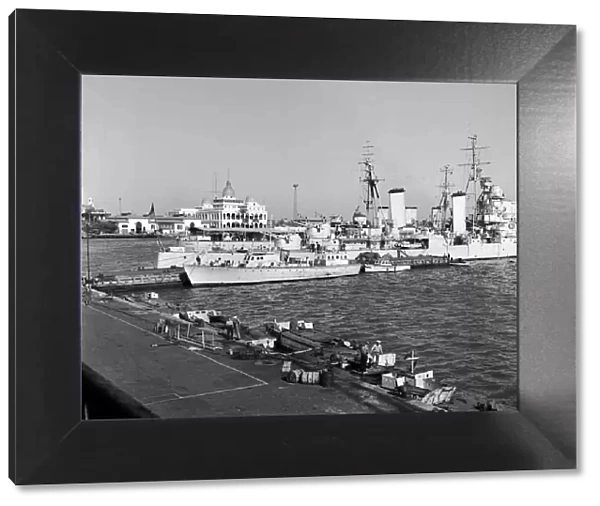 Canal Zone 1952 The Cruiser HMS Cleopatra and the minelayer HMS Manxman