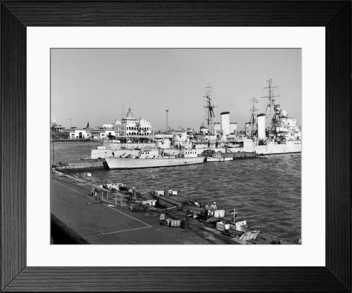 Framed Print : Canal Zone 1952 The Cruiser HMS Cleopatra and the minelayer HMS Manxman