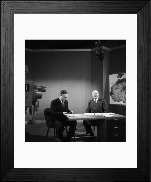 Framed Print : Suez Crisis 1956 Selwyn Lloyd (right) at television studio to be interviewed by