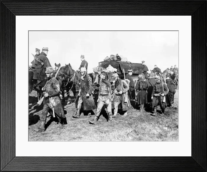 Framed Print : Belgian soldiers on their way to take up a new position during World War One. Circa 1915 Framed Print : Belgian soldiers on their way to take up a new position during World War One. Circa 1915