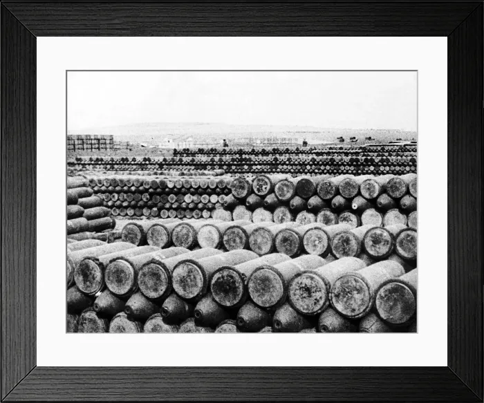 Framed Print : Allies ammunition supply depot near Salonika 1916 during World War One Framed Print : Allies ammunition supply depot near Salonika 1916 during World War One