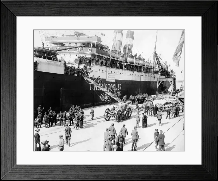 Framed Print : Greek troops arriving at Salonika (Now Thessalonika) 1915 in Greece aboard Framed Print : Greek troops arriving at Salonika (Now Thessalonika) 1915 in Greece aboard