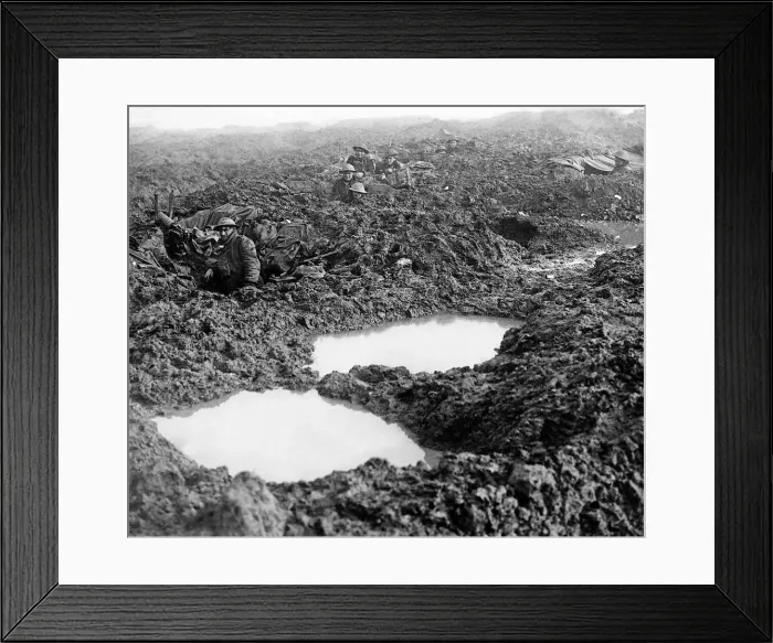 Framed Print : Members of the 16th Canadian Machine Gun Company holding the line at Passchendale during Framed Print : Members of the 16th Canadian Machine Gun Company holding the line at Passchendale during