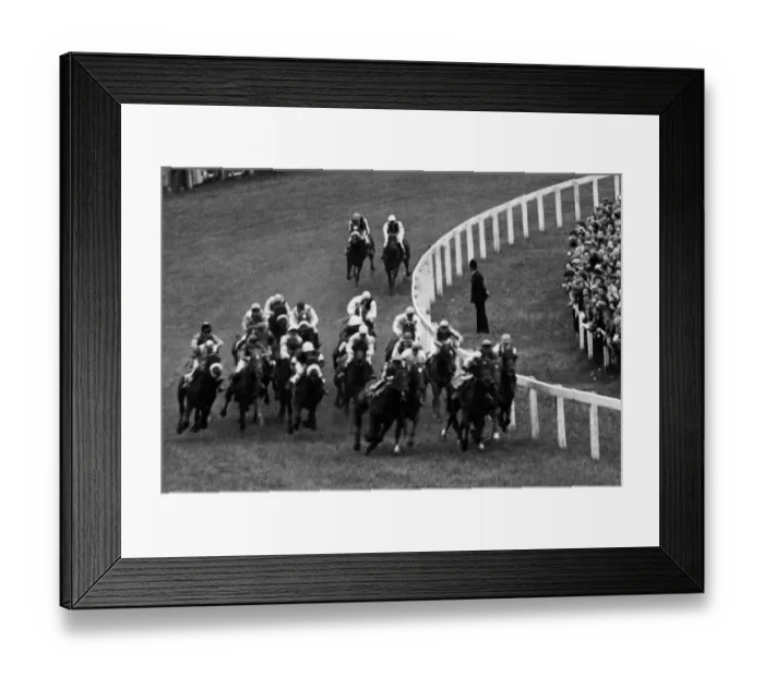Framed Print : Crepello and Lester Piggott at Tattenham Corner and the eventual winner of the Derby 1957 Framed Print : Crepello and Lester Piggott at Tattenham Corner and the eventual winner of the Derby 1957