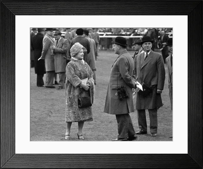 Framed Print : Queen Elizabeth the Queen Mother March 1962 at Cheltenham racecourse in 1962 Framed Print : Queen Elizabeth the Queen Mother March 1962 at Cheltenham racecourse in 1962