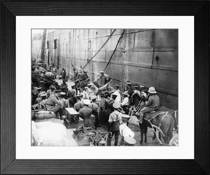 Framed Print : British troops on the quayside at Salonika 1915 during World War I October Framed Print : British troops on the quayside at Salonika 1915 during World War I October