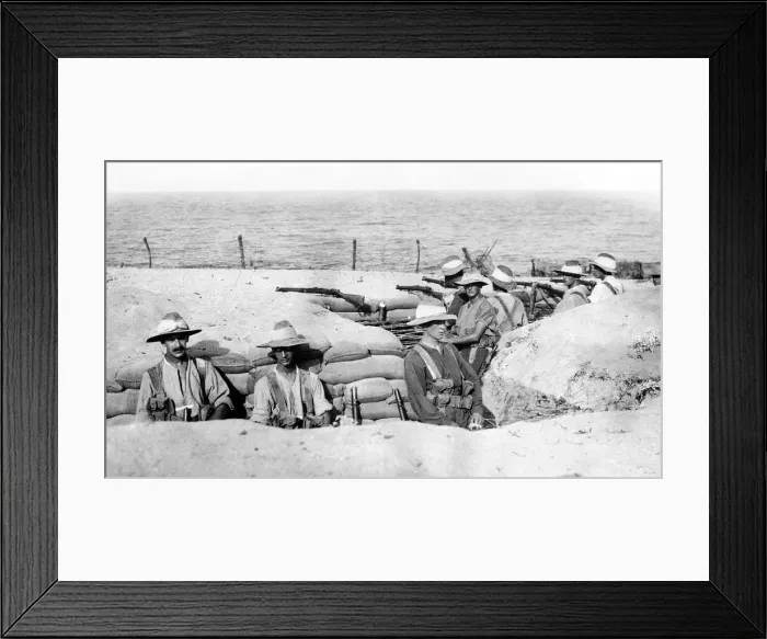 Framed Print : British troops in trenches on the British line in Salonika during World War Framed Print : British troops in trenches on the British line in Salonika during World War