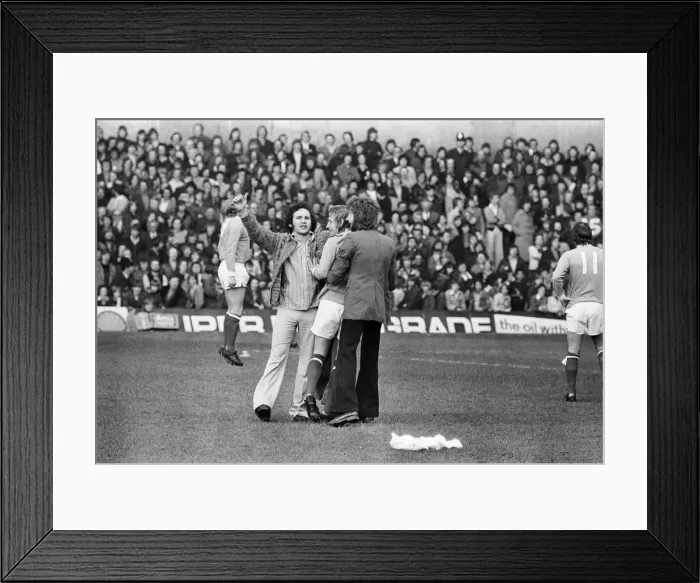 Framed Print : Manchester United 0 v. Manchester City 1. The derby between local rivals ends in a Framed Print : Manchester United 0 v. Manchester City 1. The derby between local rivals ends in a