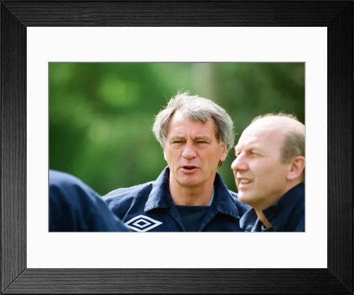 Framed Print : England manager Bobby Robson takes charge of an England training session in preparation Framed Print : England manager Bobby Robson takes charge of an England training session in preparation