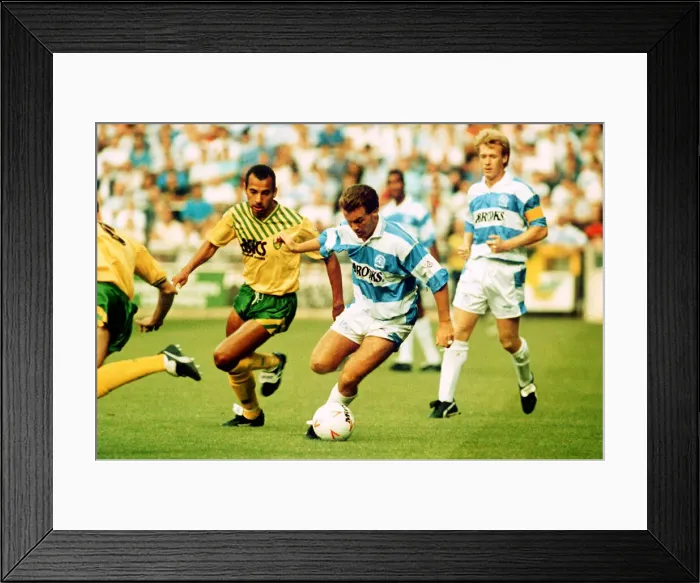 Framed Print : QPR v Norwich City league match at Loftus Road August 1991 Framed Print : QPR v Norwich City league match at Loftus Road August 1991