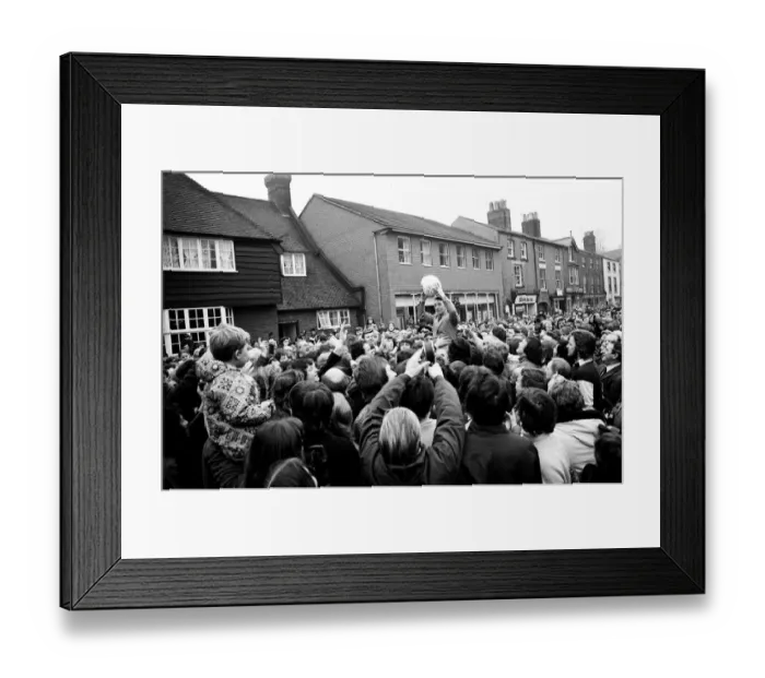 Framed Print : Shrove Tuesday and Ash Wednesday herald, in Ashbourne, Derbyshire