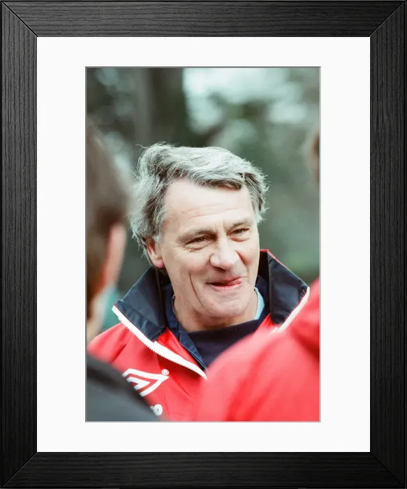 Framed Print : England manager Bobby Robson takes charge of a training session before his side Framed Print : England manager Bobby Robson takes charge of a training session before his side