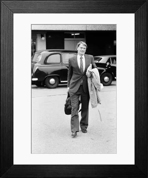 Framed Print : England manager Bobby Robson all smiles after his team Framed Print : England manager Bobby Robson all smiles after his team