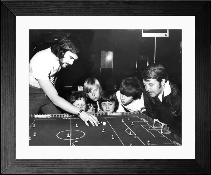 Framed Print : Michael Dent playing Subbuteo for England in June 1974